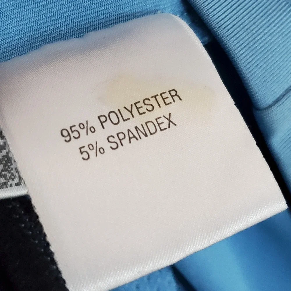 Adidas Men Polo L Light Blue Colorblock Climacool Activewear Logo Short Sleeve